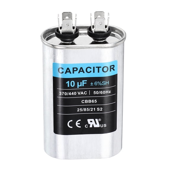 Uxcell 10MFD CBB65 Run Start Capacitor 10uF, 370/440V Oval AC Capacitor for AC Motor Run, HVAC, Air Conditioner, Condenser Motors