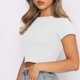 thumbnail image 5 of ICHUANYI Clearance Women Crop Cute Trendy Basic Tight Rounk Neck Crop Blouse Short Sleeve Crop TopS(White, L) ICHUANYI WER2023080703796, 5 of 9