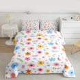 thumbnail image 2 of Manfei Colorful Flower Floral Queen Comforter Set,Cute Cartoon Daisy Bedding Sets,Orange White Blue Bedding Comforter Set For Kids,Super Cozy Room Decor Reversible,3-Piece, 2 of 8