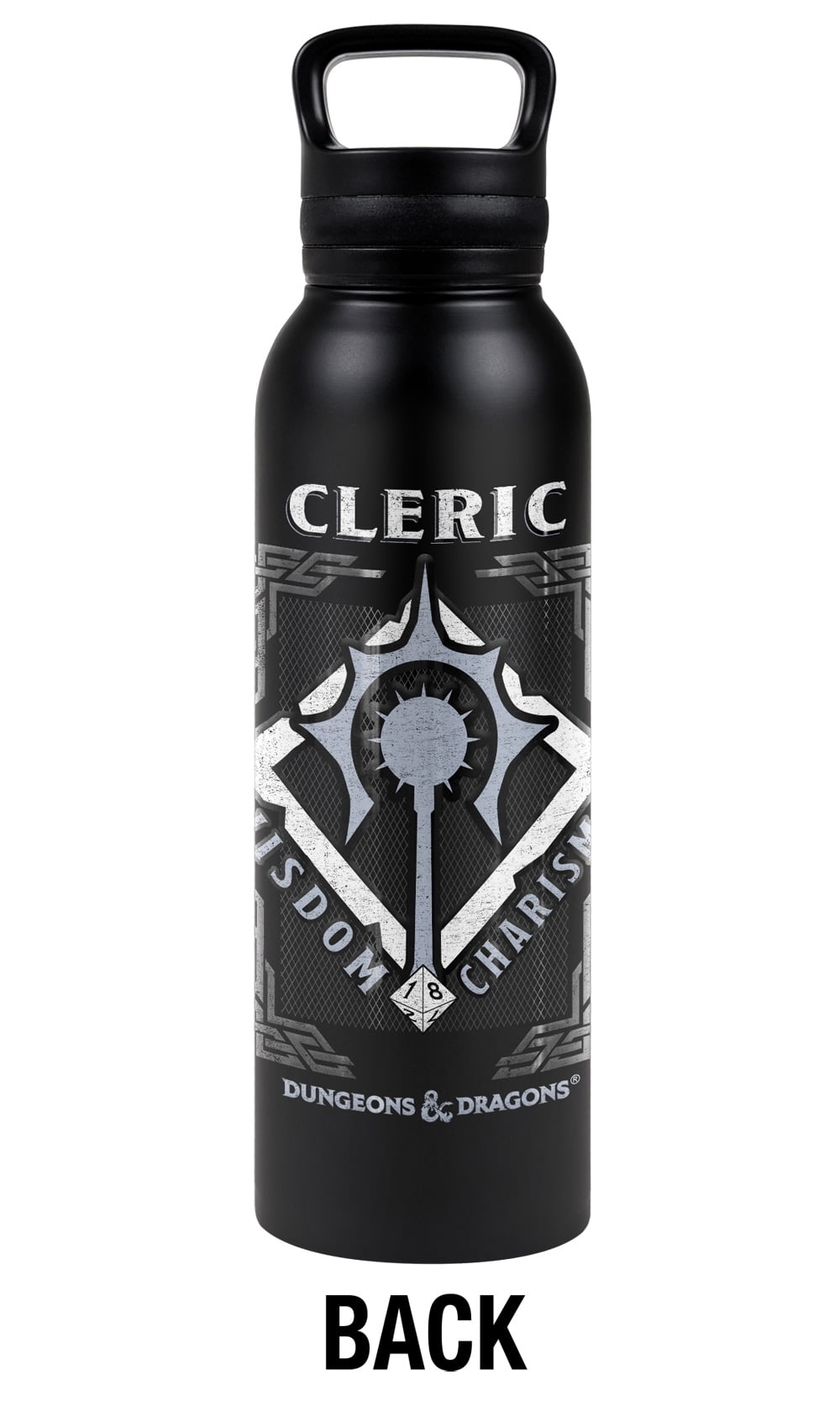 Dungeons & Dragons Official Cleric 24 oz Insulated Canteen Water Bottle, Leak Resistant, Vacuum Insulated Stainless Steel with Loop Cap