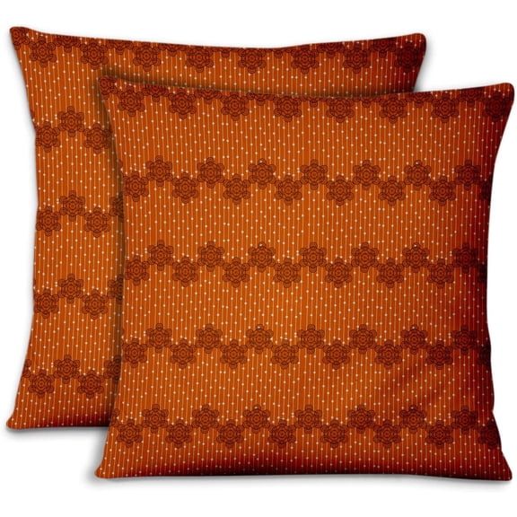 S4Sassy Orange Cotton Poplin Metatron Cube Sofa Cushion Case Home Decorative Square Pillow Cover Throw 2Pcs-18 x 18 Inches