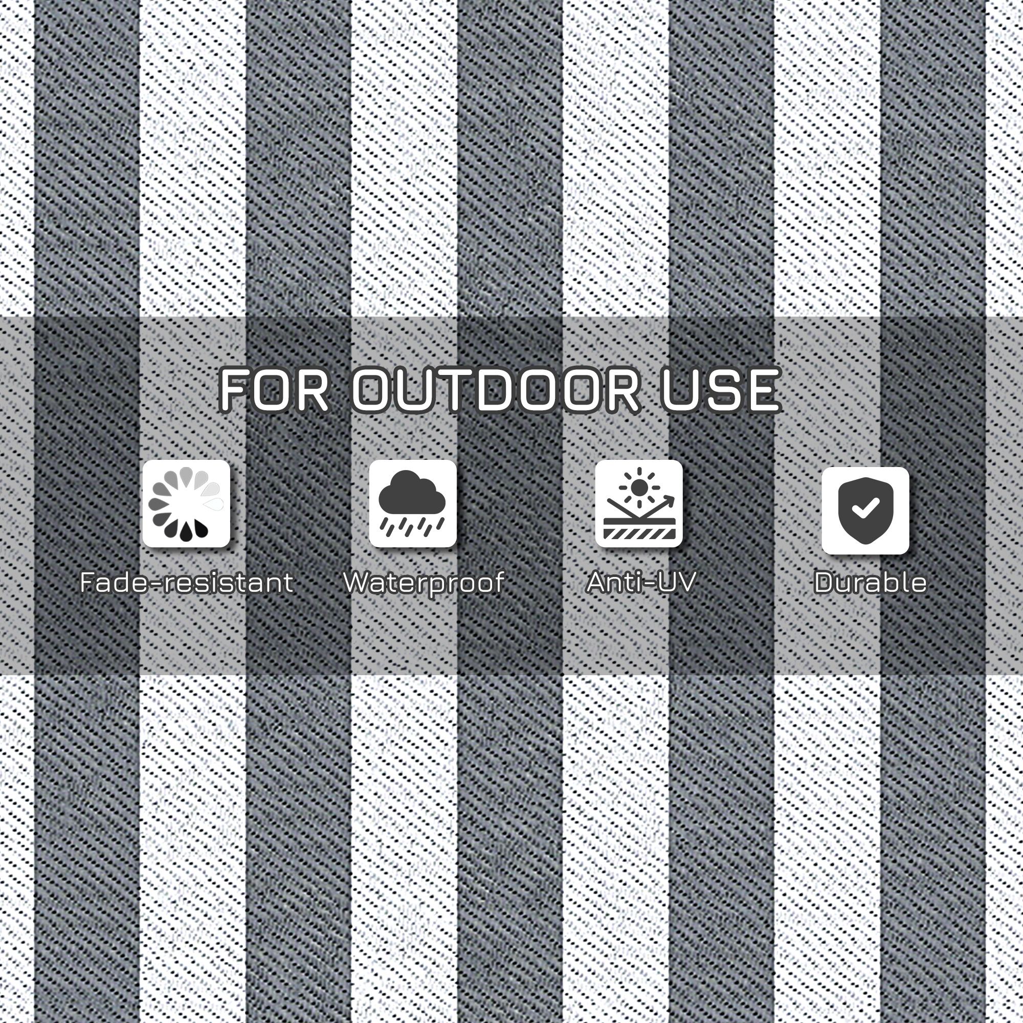 Outsunny Outdoor Rug & Bag, 9' x 18' Plastic Rug, Gray & White