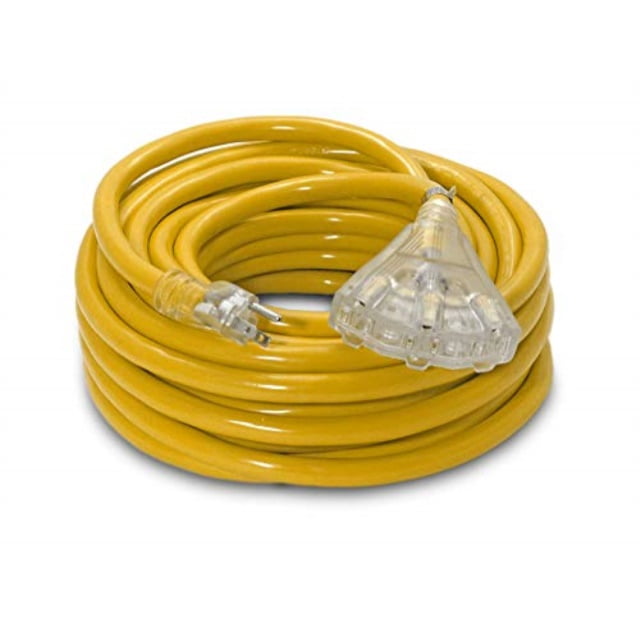 15-ft 14/3 Heavy Duty 3-Outlet Lighted SJTW Indoor/Outdoor Extension Cord by Watts Wire Yellow 15 14-Gauge Grounded 15-Amp Three-Prong Power-Cord 15 foot 14-Awg