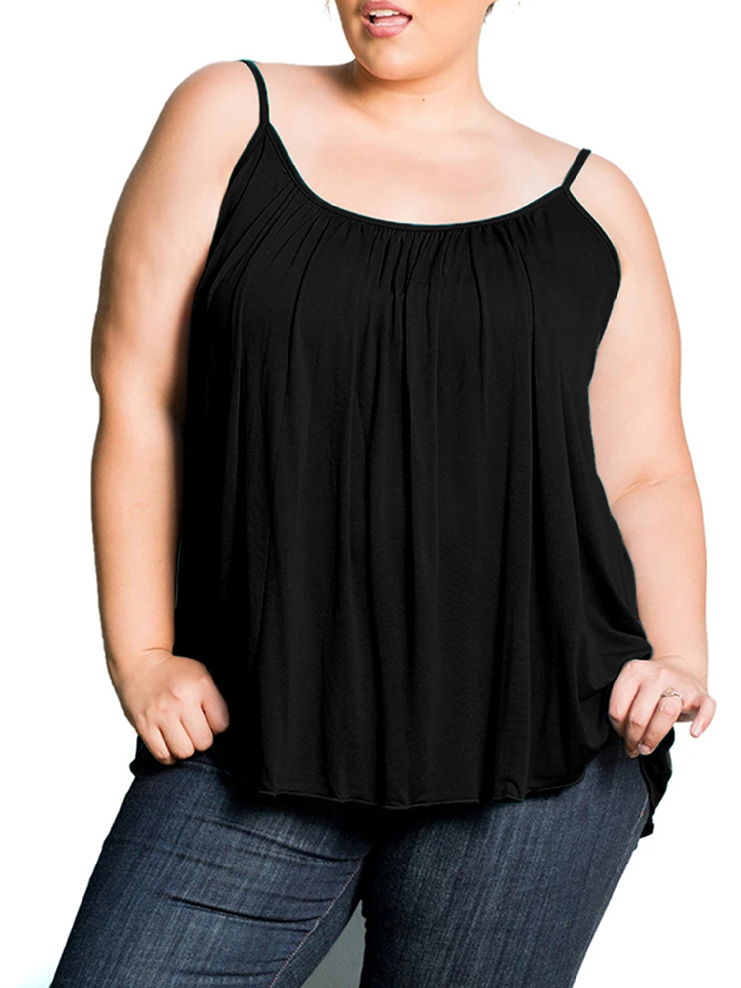 LAPA Women's Plus Size Summer Sleeveless Pleated Loose Flowy Tank Top -  Walmart.com