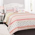 thumbnail image 2 of Lush Decor Ruffle Stripe Reversible Quilt 5-Piece Pink/Gray Full/Queen, 2 of 7