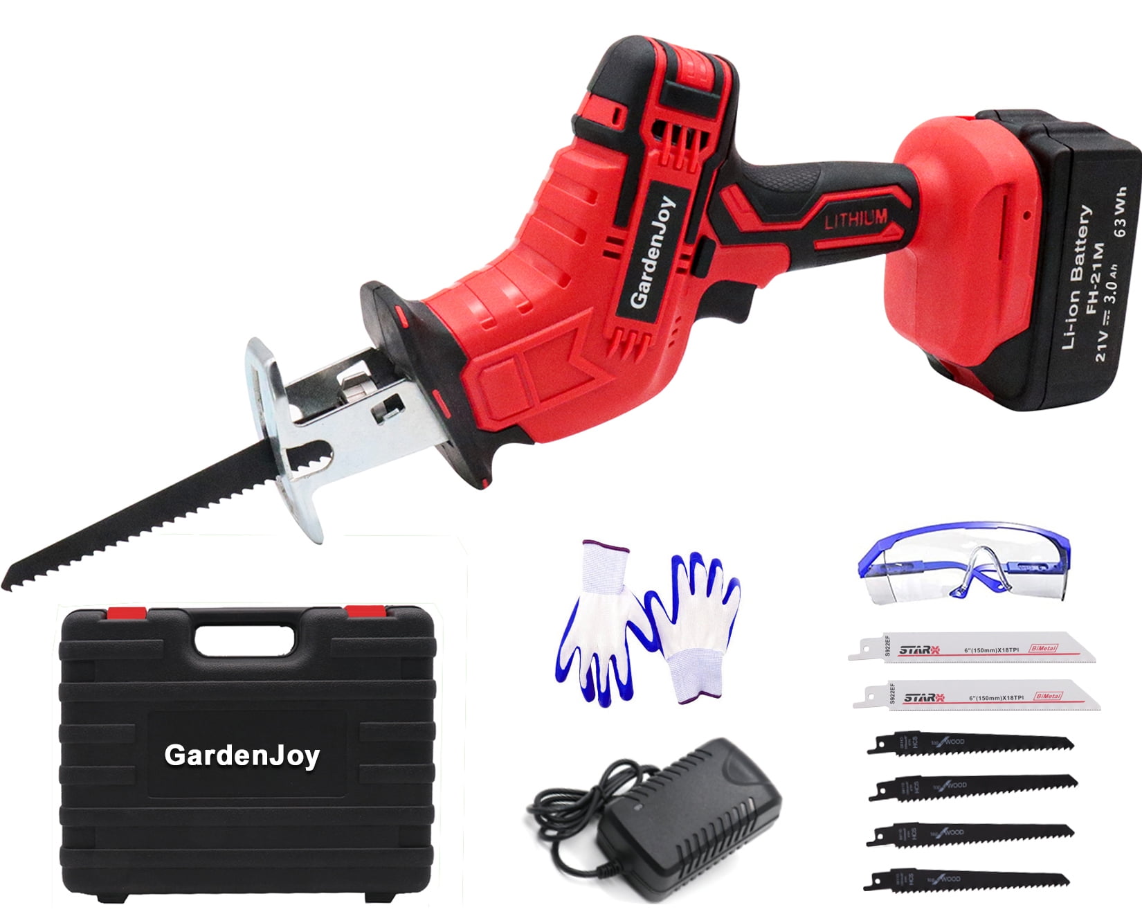GardenJoy Cordless Power Reciprocating Saw 21V Electric Compact Saw