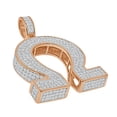 thumbnail image 2 of Real Genuine Sterling Silver 25+ Grams Omega Symbol Sign Greek Alphabet 4.00 Ct. Simulated Diamond 14K Rose Gold On 3D Pendant Charm + Free Chain, 2 of 5