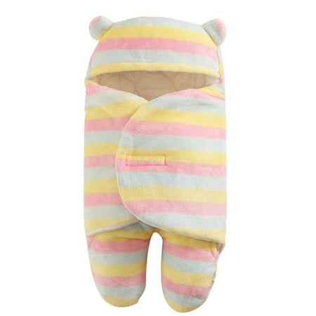 

LBECLEY Blanket Small Baby Boys Girls Cartoon Flannel Swaddle Wrap Printed Sleeping Blanket Cooton Warm Hoodie Swaddle Wrap Baby Wrapping Pink 9M