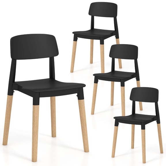 Giantex Set of 4 Modern Dining Side Chairs, Armless Kitchen Chairs w/Spacious Seating, Black