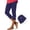Navy, variant on Olyvenn Women's Capri Leggings Slit Hem Button Detail Casual Yoga Workout Light Blue XXL
