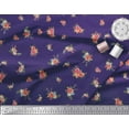thumbnail image 2 of Soimoi Purple Velvet Fabric Leaves & Peony Floral Print Fabric by the Yard 58 Inch Wide, 2 of 3