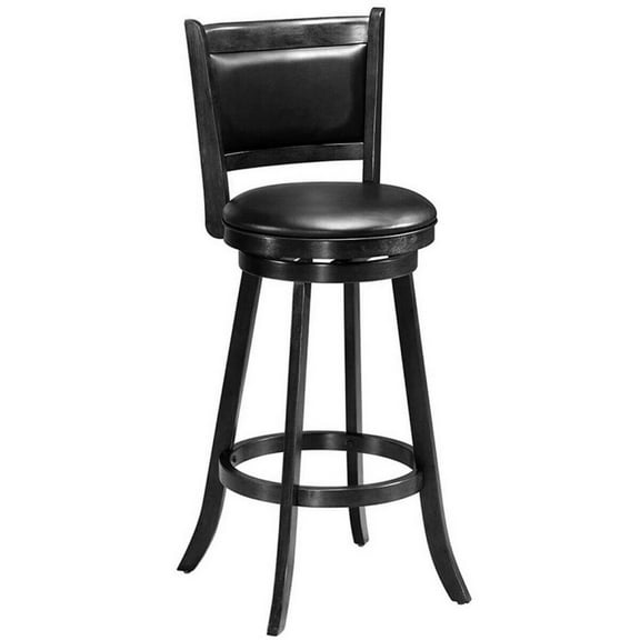 Spaco Set of 2 29 Inch Swivel Bar Height Stool Wood Dining Chair Barstool-Black, Bar Height Stools, Counter Height Bar Stools for Kitchen, Dining Room