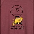thumbnail image 3 of Peanuts - Smile More Worry Less - Women's Lightweight French Terry Long Sleeve Shirt, 3 of 6