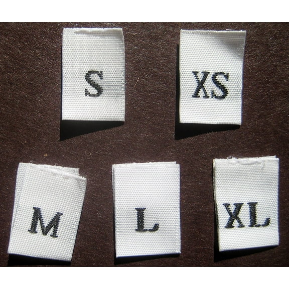 500 pcs WOVEN CLOTHING LABELS SIZE TAGS WHITE - XS S M L XL (100pcs each)