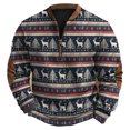 thumbnail image 2 of FAOWME Men's Christmas Pullover Long Sleeved Stand Collar Half Zipper Xmas Printed Fashion Comfortable Sweatshirt Tops For Holiday Daily Wear Dark Blue L, 2 of 3