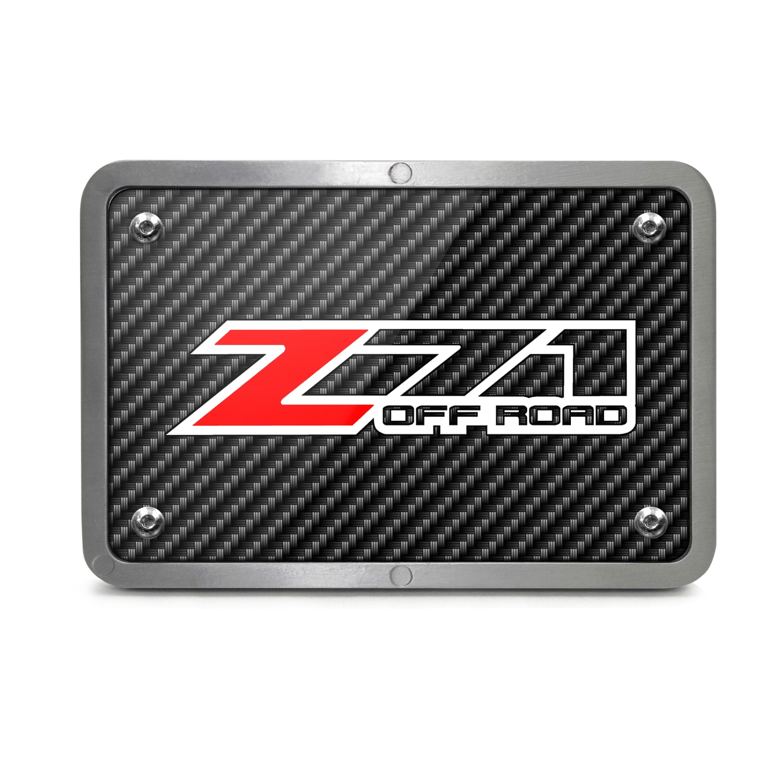 Chevrolet Z71 Off Road UV Graphic Carbon Fiber Look Billet Aluminum 2 inch Tow Hitch Cover