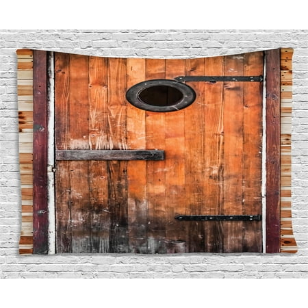 Knotted Pine Rustic Tapestry, Photograph of Antique Knotted Pine Wood with Control Window Lumber Nature Design, Wall Hanging for Bedroom Living Room Dorm Decor, 60W X 40L Inches, Caramel Brown, by Ambesonne ()