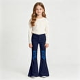 thumbnail image 2 of Tfken Children Soft Lightweight Pants Daily School Wear Girls Denim Flare Pants With Pockets Fashion Adjustable Tie Kids Breathable Clothes Size 13-14 Years Blue, 2 of 4