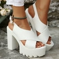 thumbnail image 6 of FRSASU Sandals Women's Thick-Soled High-Heeled Sandals Fashionable Casual Versatile Fish Mouth Wrap-Around Summer Sandals White 6.5(38), 6 of 8