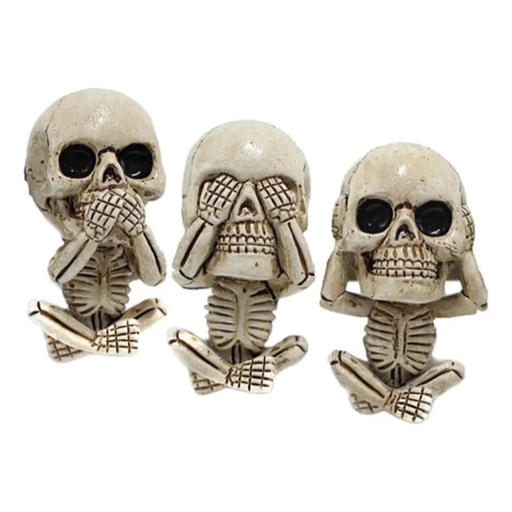 Skull Vehicle Decor Set, Die-Cast Mini Statues Car Ornament Set, Dashboard Figurines