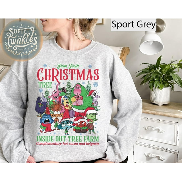 Vintage Disney Inside Out Farm Fresh Christmas Tree Shirt, Disney Inside Out Tree Farm Chr - As Picture - L