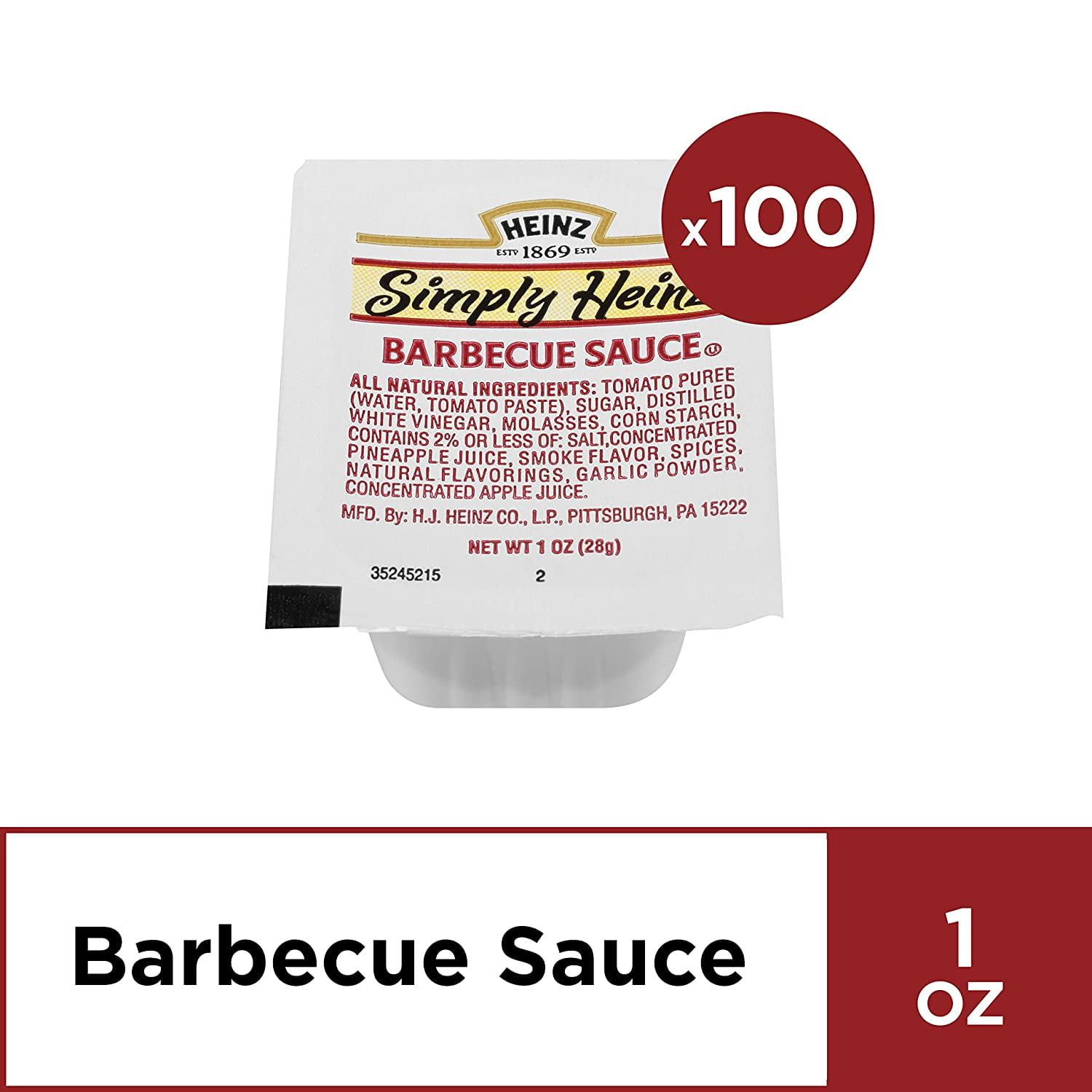 Heinz Simply Barbeque sauce Dip Cup (1 oz Cups, Pack of 100)