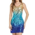 thumbnail image 3 of SWSMCLT Womens Prom Cocktail V Neck Sequin Dress Sleeveless Mini Evening Gown Layered Formal Sundress Blue XX-Large, 3 of 5