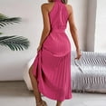 thumbnail image 7 of XWSHYW Holiday Clothes Sexy Sleeveless Loose Fit Beach Long Dress Plus Size Solid Color Crew Neck Holiday Party Dresses, 7 of 7