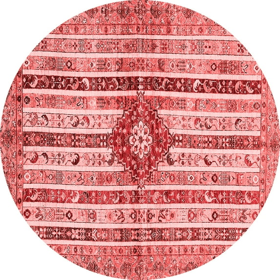 Ahgly Company Indoor Round Abstract Red Modern Area Rugs, 7' Round