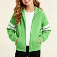 thumbnail image 4 of Amidoa Girls Graphic Hoodies Zip Up Hooded Sweatshirt Kids Cute Casual Long Sleeve Fall Winter ClothesGreen Size 5-6 Years, 4 of 7