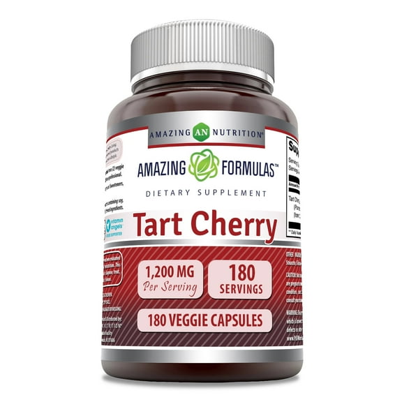 Amazing Formulas Tart Cherry Extract 1200mg Per Serving 180 Veggie Capsules Supplement | Non-GMO | Gluten Free | Made in USA