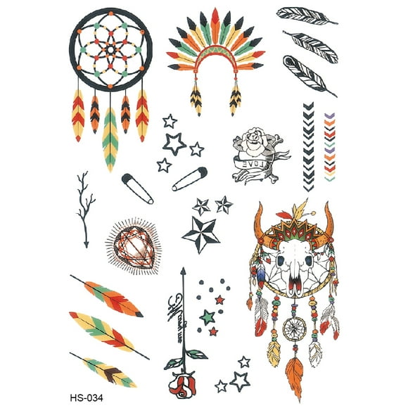 dream catcher indigenous headdress feather glitter sparkle temporary tattoo