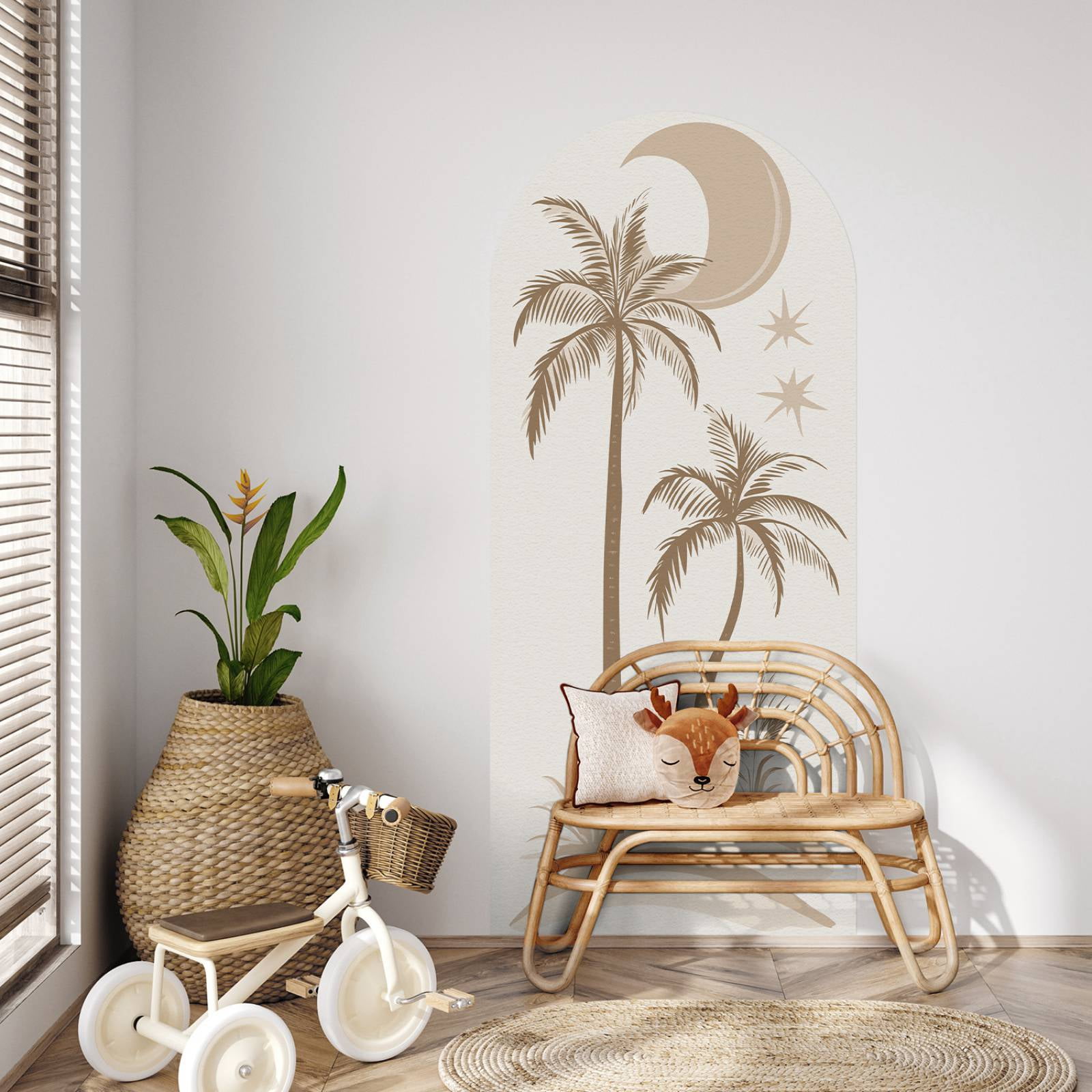 Arch Wall Decals Peel and Stick Boho Floral Wall Sticker 72" H x 32" W Large Flower Mural for Door Decor Removable Lanscape Wall Decal for Bedroom Living Room Office Spring Decor