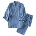 thumbnail image 2 of Wowcloth Men's Kimono Style Pajama Set, Lightweight Short-Sleeve and Shorts, Summer Loungewear for Home Comfort, 2 of 9