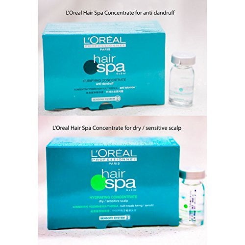 L'Oreal Hair Spa Hydrating Concentrate For Dry And Sensitive Scalp- Pack Of 6 Ampules (8mlx6) 48 ML