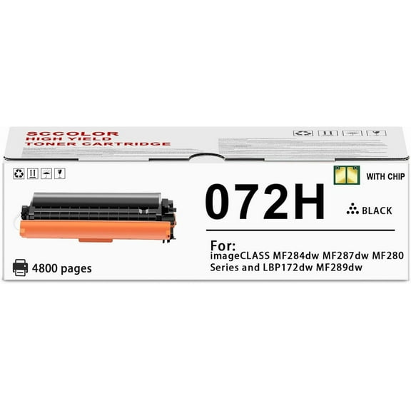 High Yield 072 Black Toner Cartridge Replacement for Canon 072 072H for imageCLASS MF284dw MF287dw MF280 Series and LBP172dw MF289dw Printers