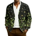 thumbnail image 2 of yuCgh Men's Ribbed Knit Holiday Cardigan, Christmas Print Long Sleeve Open Front, Festive Sweater Jacket for Seasonal Gatherings & Casual Wear,Green,L, 2 of 7