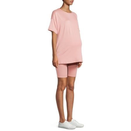 

Due Time Women’s Maternity T-Shirt and Biker Shorts 2-Piece Set