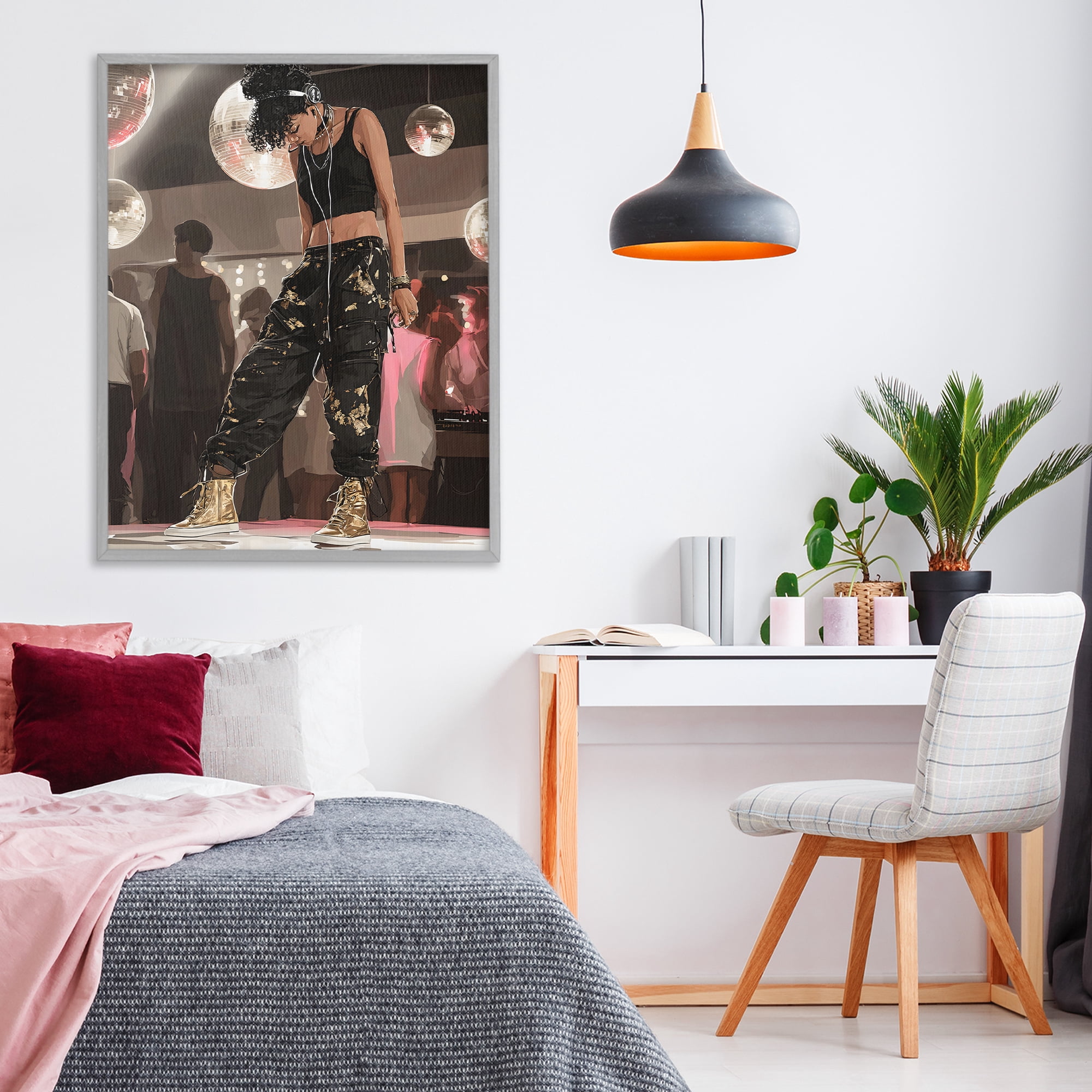 Stupell Industries Silent Disco Lone Dancer Gray Framed Giclee Art, design by Franklyn Gregory