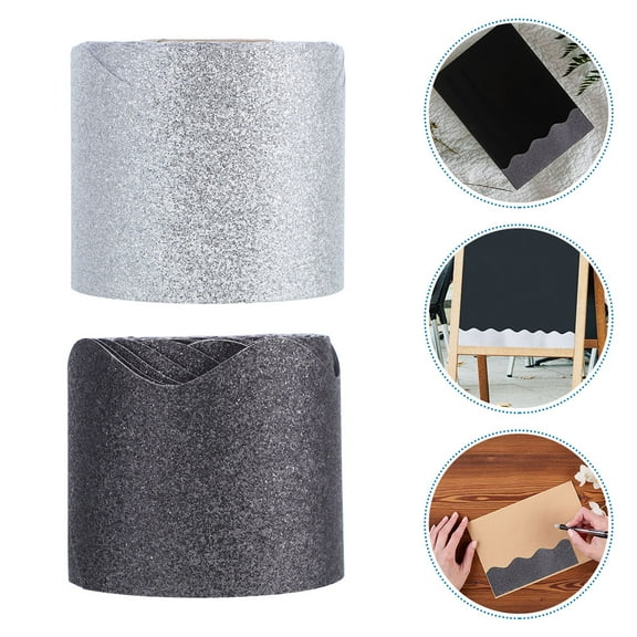 FOLOYORI Assorted Color Scalloped Glitter Trim for Classroom Bulletin Board Decoration