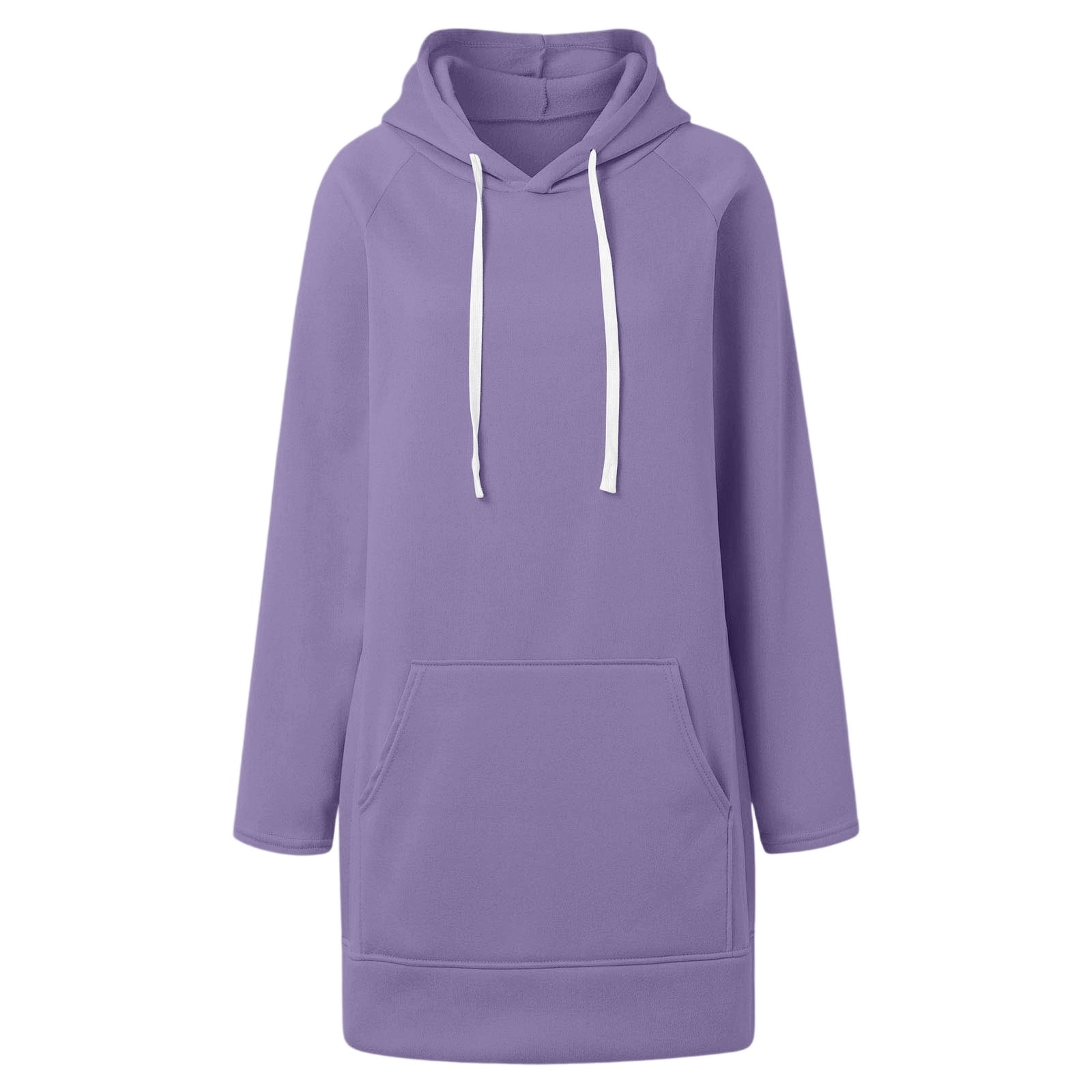 Telankuip The Warmy Oversized Hoodie Dress Women's Casual Long Sleeve Drawstring Pullover Sweatshirts Solid Color Split Hem Long Hooded Tops with Pocket Purple XL