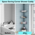 thumbnail image 4 of Corner Shower Caddy Tension Pole, 76"-110" Adjustable Bathroom Organizer Shelves, 4-Tier Bathroom Shelves with Built-In Towel Bars , Black, 4 of 6