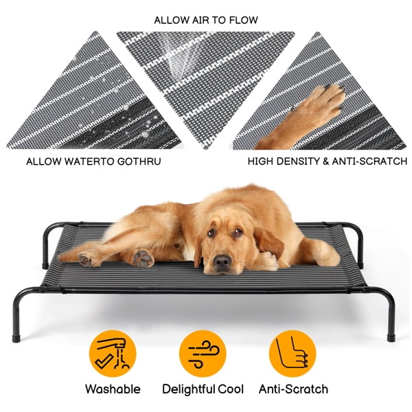 Alvantor Elevated Dog Bed for Large Dogs,Cooling Raised Pet Cot with Breathable Textilene Mesh,Steel Frame,Black,50 x 31 x 8 in