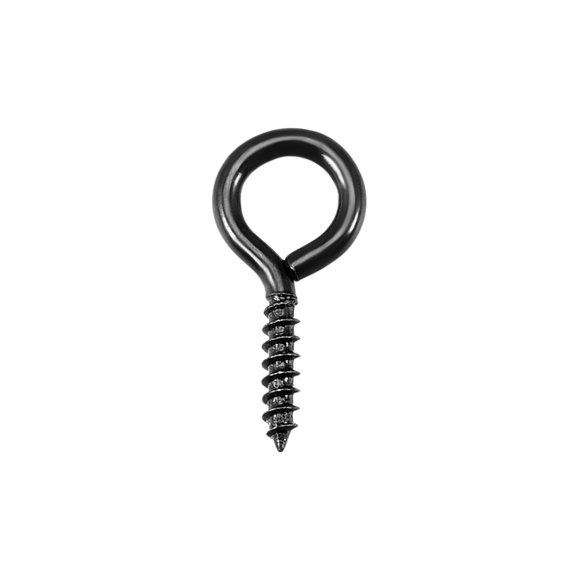 Unique Bargains 0.6' Screw Eye Hooks Self Tapping Screws Screw-in Hanger Eye-Shape Ring Hooks Black 60 pcs