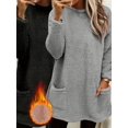 thumbnail image 2 of ManxiVoo Women's Long Sleeve Pullover Two Piece Set Winter Cozy Double Fabric With Functional Pockets Embossed Texture L Size Dark Gray, 2 of 7
