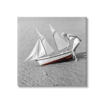 Stupell Industries Woman with Sailboat Transportation Photography Gallery Wrapped Canvas Print Wall Art, 24 x 24