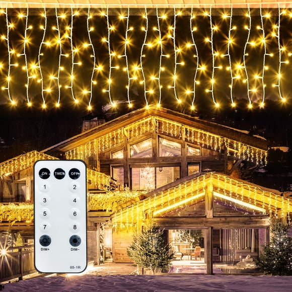 Luces Icicle Lights ROSCOO 12,8 m, 400 LED, 8 modos, IP65, a prueba de agua