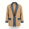 thumbnail image 6 of Iyufng Men's Denim Patchwork Knit Jackets, Open Front Ribbed Long Sleeve Outdoor Business Casual Outerwear, 6 of 7
