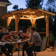Backyard Discovery Granada 10x9 Cedar Wood Grill Gazebo, Galvanized Steel Roof, Bar Tops