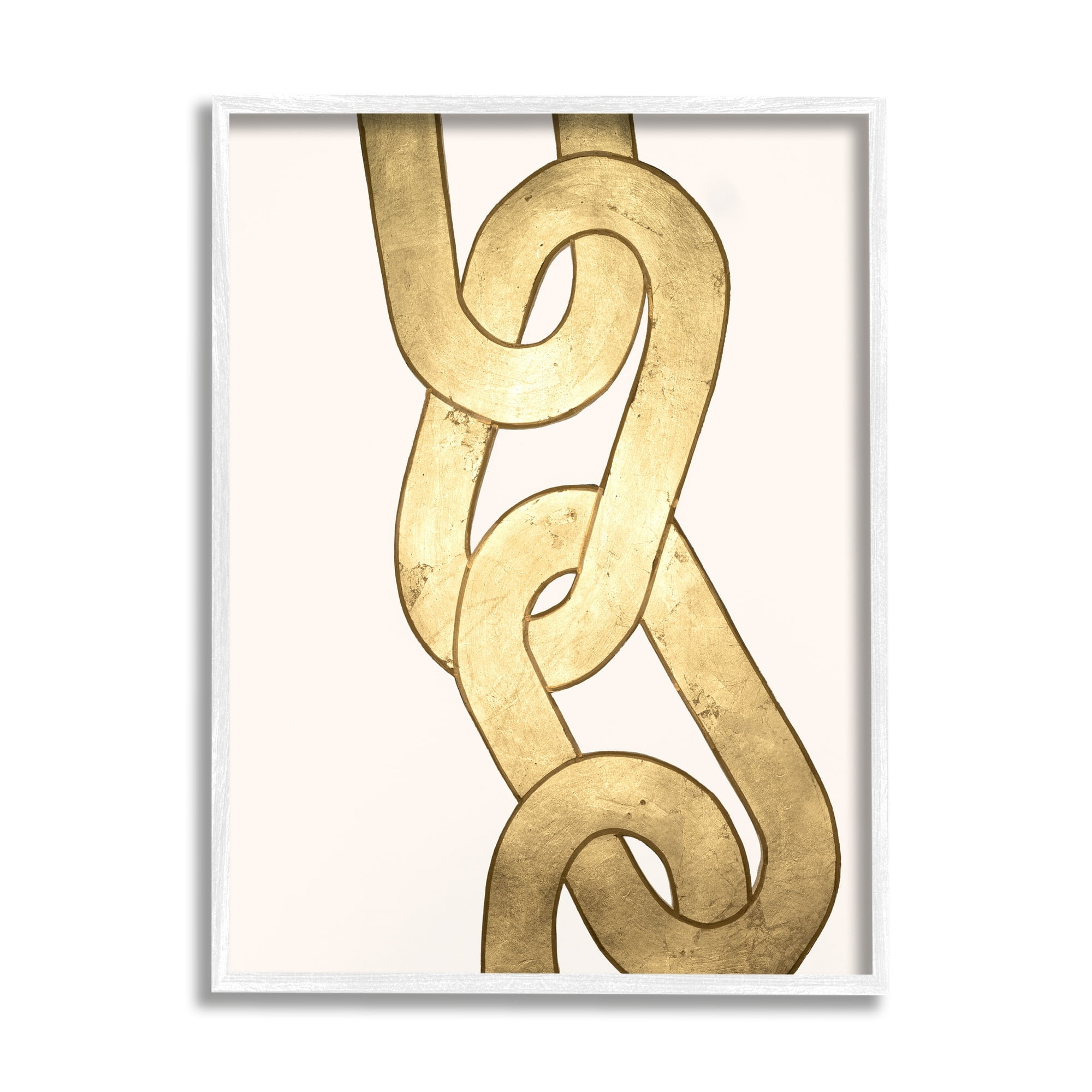Stupell Industries Modern Chain Links Shapes Abstract Painting White Framed Art Print Wall Art